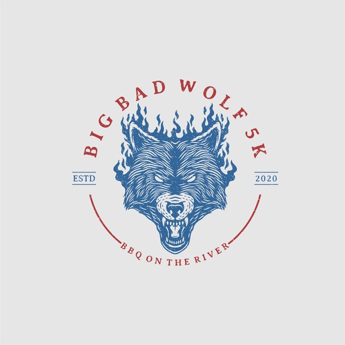 Fire wolf vintage logo