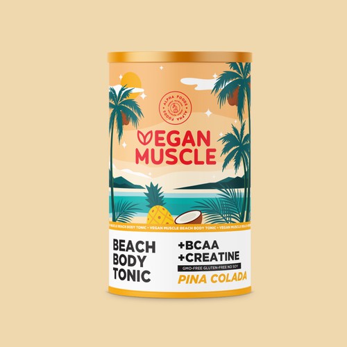 Product label for Vegan Muscle -Sports Nutrition Line