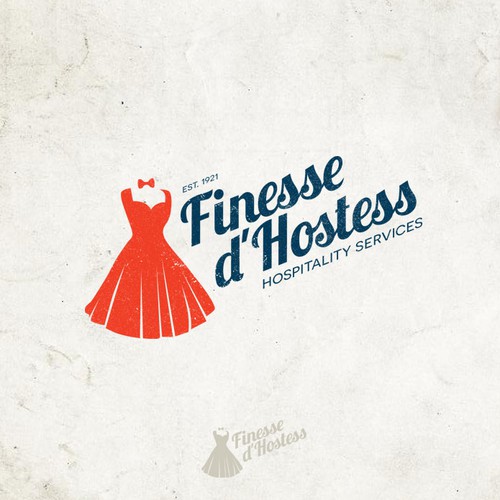 Vintage/retro logo for hospitality service company Finesse d'Hostess