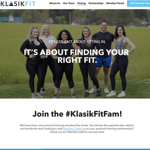 Klasik Fit Pricing Page Design