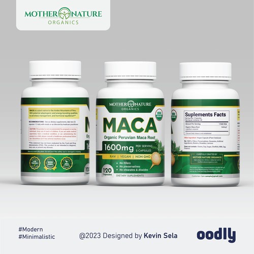 Mother Nature Organics Maca Capsules Label