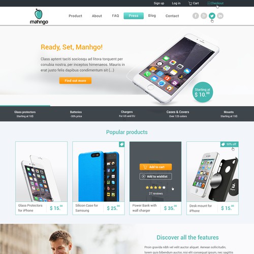 Landing Page for Manhgo