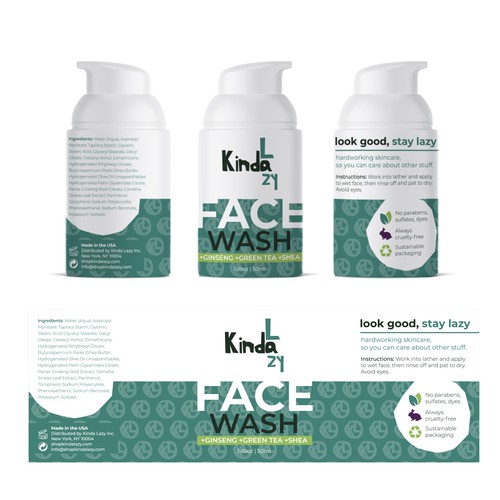 Kinda Lazy - Face Wash label design 