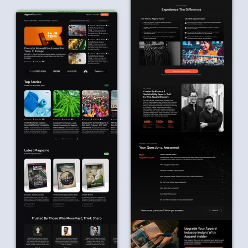 Apparel Magazine-News web and app design