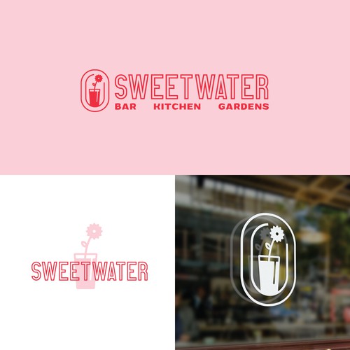 Minimalist logo for bar/restaurant with gardens