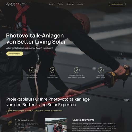 Home page design for a Solar company