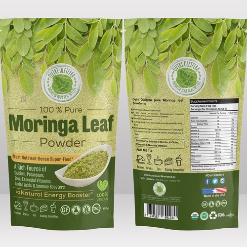 Moringa Leaf Powder Zip-lock Pouch Design