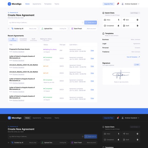 Professional & Minimalist E-Signing Dashboard