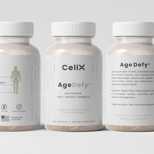 Label Design for Anti Aging Supplement bottle
