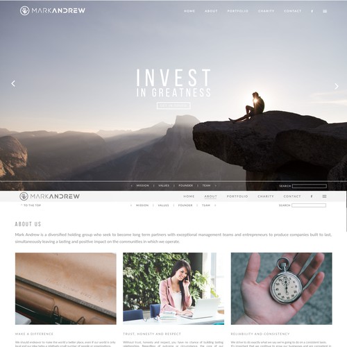 Web design concept for Mark Andrew investment