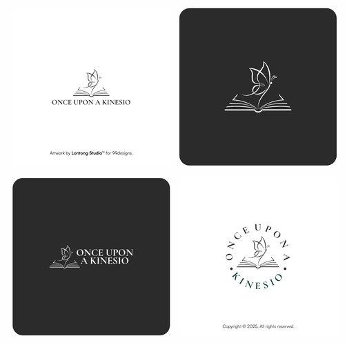 Elegant and minimalist logo of an open book turning into a butterfly