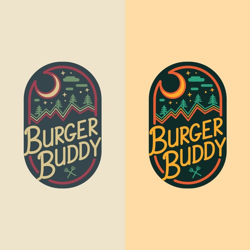 Retro and fashionable logo for a camping product - Burger Buddy