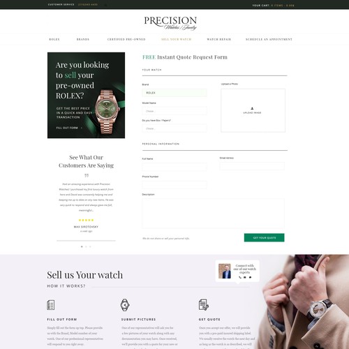 Luxury High-End Watch Store Contact Page