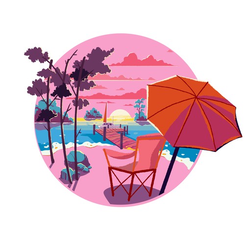 Funky Beach Illustration