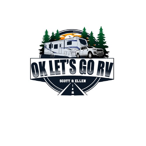 travel adventure with fifith wheel RV logo design 