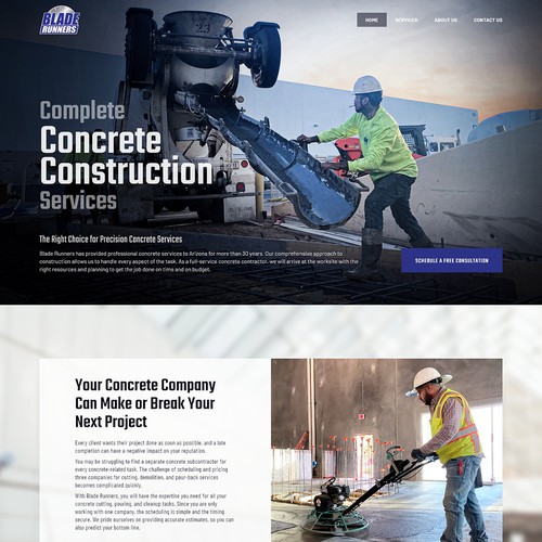 Landing Page Design for Concrete Construction Company