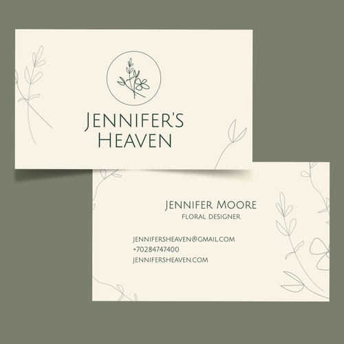 Jennifer's Heaven, florist business card