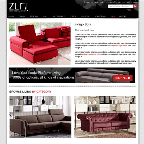 Zuri Furniture needs a new landing page