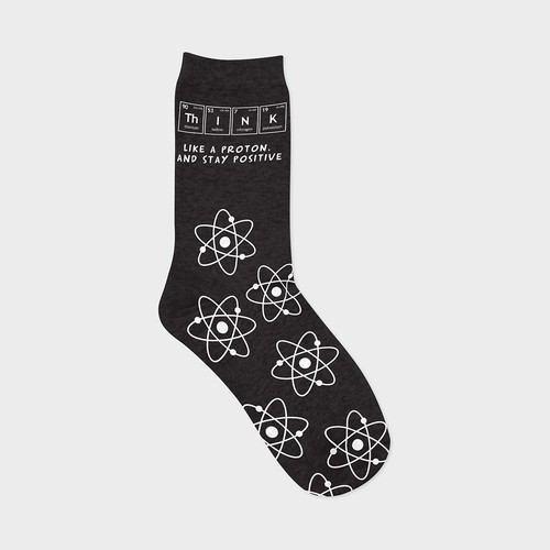 SOCKS FOR ADULTS BE POSITIVE LIKE A PROTON TO BE SOLD IN BOOKSTORES OR CONCEPT STORES