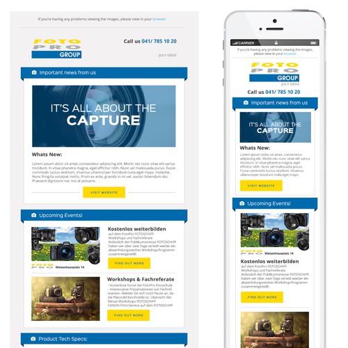 Bold email and mobile design for camera campaign