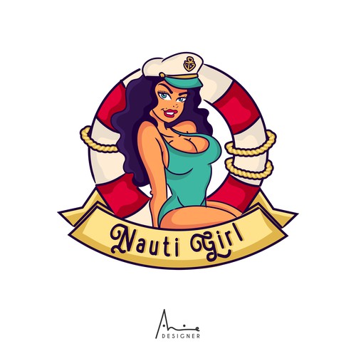 Nautical Pin Up Logo for a Yacht