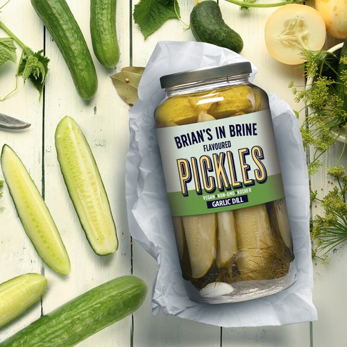 Brian's in Brine Pickle label design