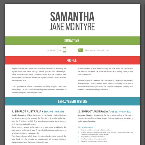 Professional Senior IT Curriculum Vitae