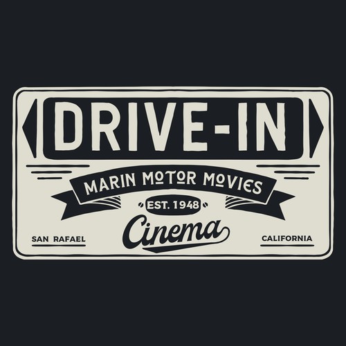 VINTAGE BANNER DRIVE-IN CINEMA DESIGN.