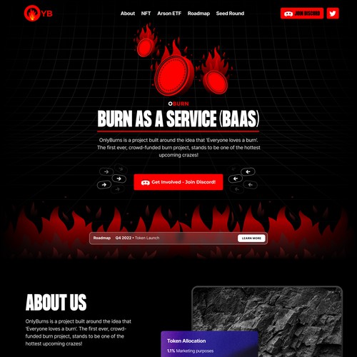 Token burn web3 landing page