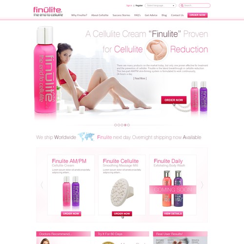 New Homepage design for a cellulite cream website