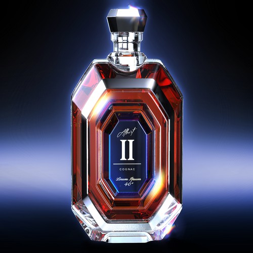 Albert II Conceptual design for a Cognac Bottle - Sixth iteration (REVISION II)