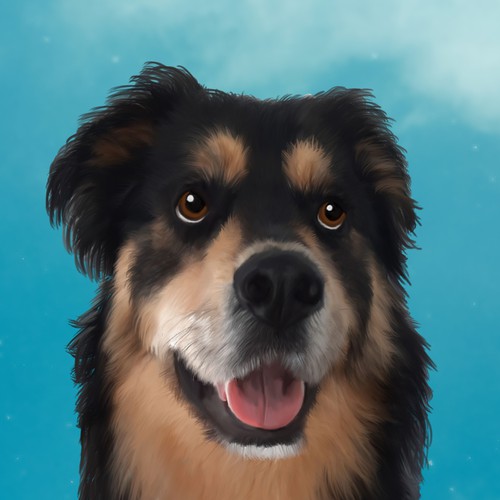 Cute digital painting dog portrait