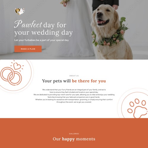 Wedding Pet Attendants Landing Page Design