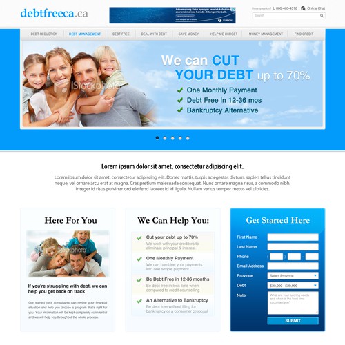 Design a site for Debtfreeca.ca [3 pages]