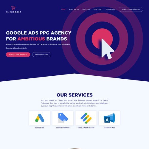 Homepage design for Google Ads Agency
