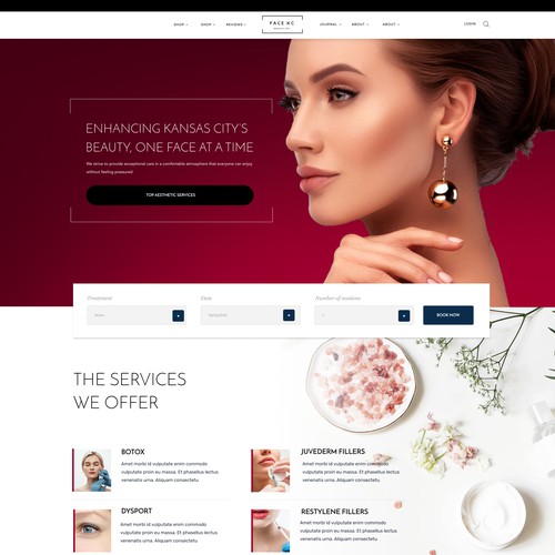 Elegant website design for a skincare  and spa site