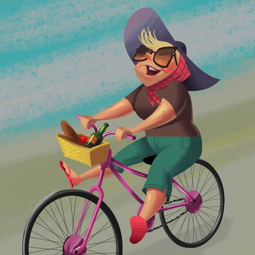 Free spirited woman riding bike