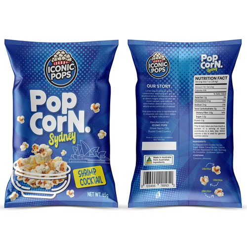 Design a popcorn packet label
