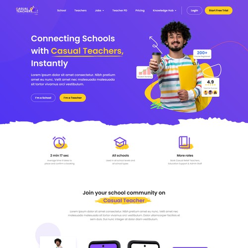 Simple one page Education site design