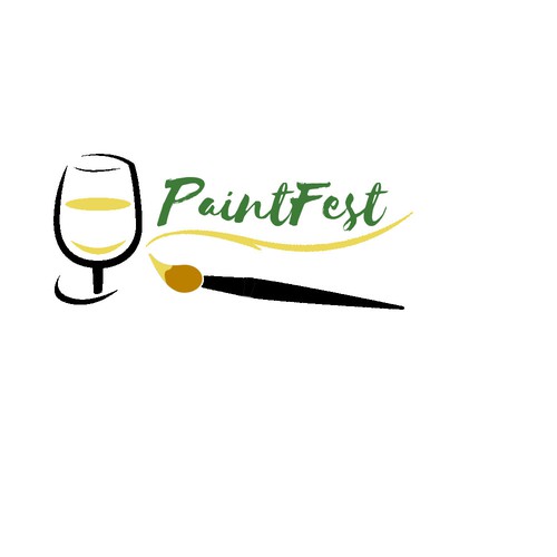 Logo for a wine drinking and painting event at a bar.