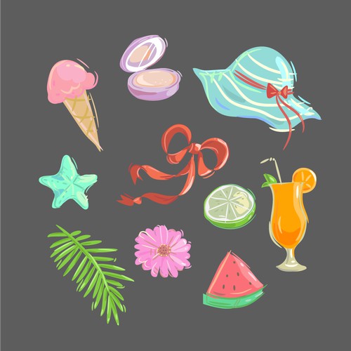 Bright Summer Stickers for Stylish Photo Editing App