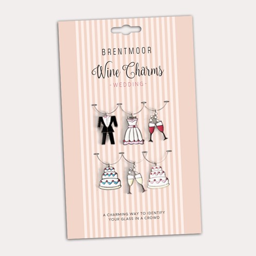 Back card for wedding themed wine charms