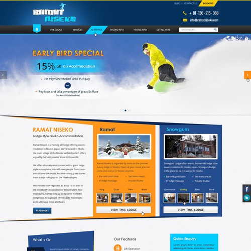 Website redesign for Ramat Niseko - Home Page & Our Lodges Pages