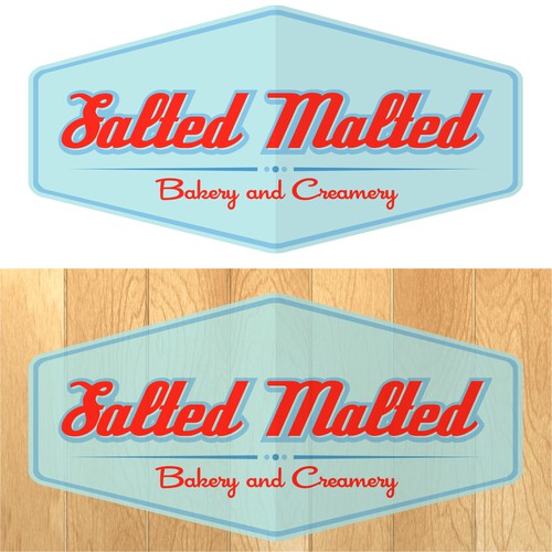 Create a capturing vintage logo for Salted Malted Ice Cream Bakery
