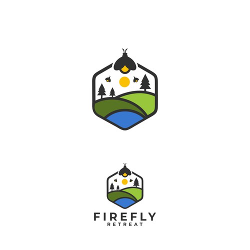Firefly Retreat. Fun logo inspiring families to explore the outdoors!