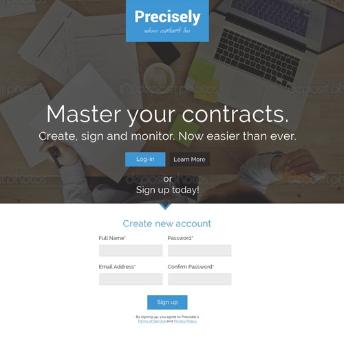 Create a perfect landing page for the next-gen handling of contracts