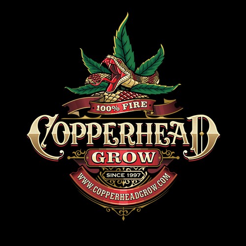 Illustative logo/label design for Copperhead Grow