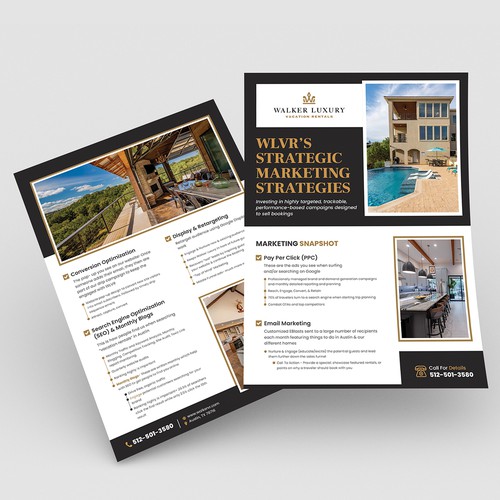 Marketing One Sheet for Luxury Vacation Rental Homeowners