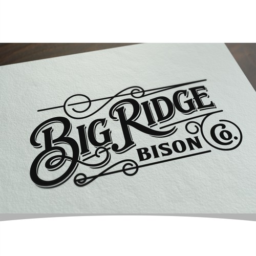 Vintage typography logo for bison farm