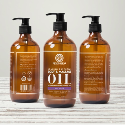 label for natural organic massage oil